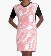 Pale Rose seashells pattern Graphic T-Shirt Dress