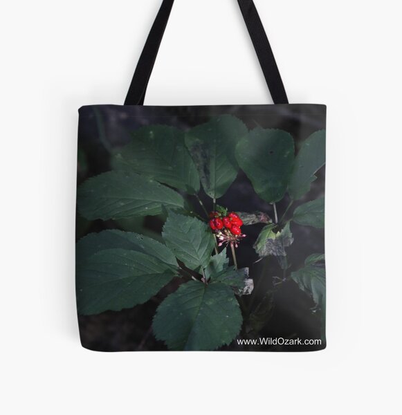 American Ginseng w/red Berries All Over Print Tote Bag