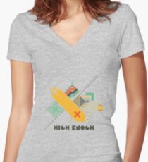 High Enough Retro art Women's Fitted V-Neck T-Shirt