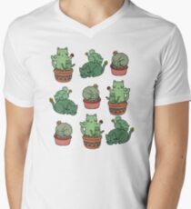 Camiseta de cuello en V Gatos de Cactus