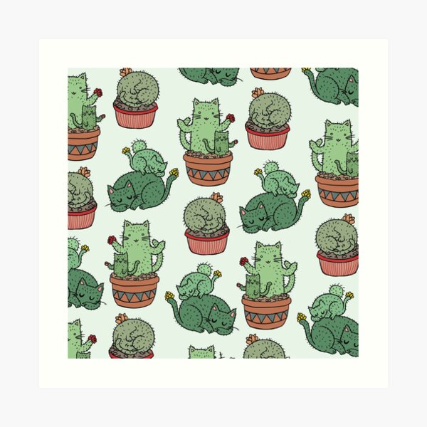 Cactus Cats Art Print