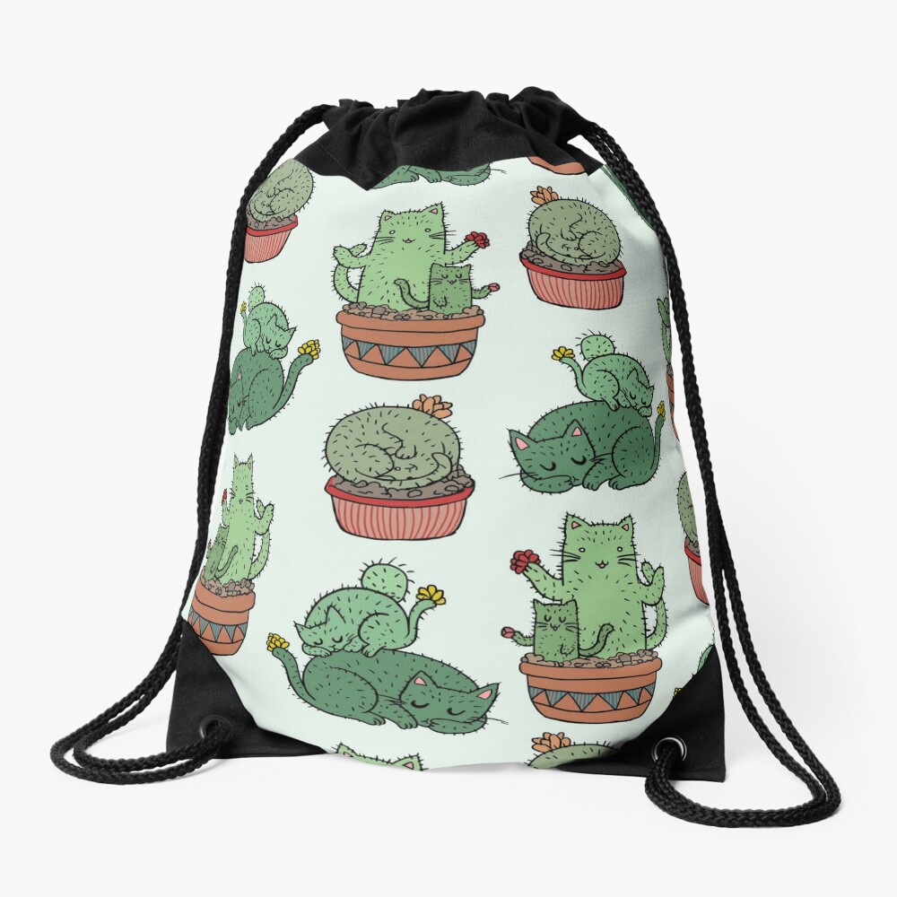 'Cactus Cats' Drawstring Gym Bag Sack DB00020852 
