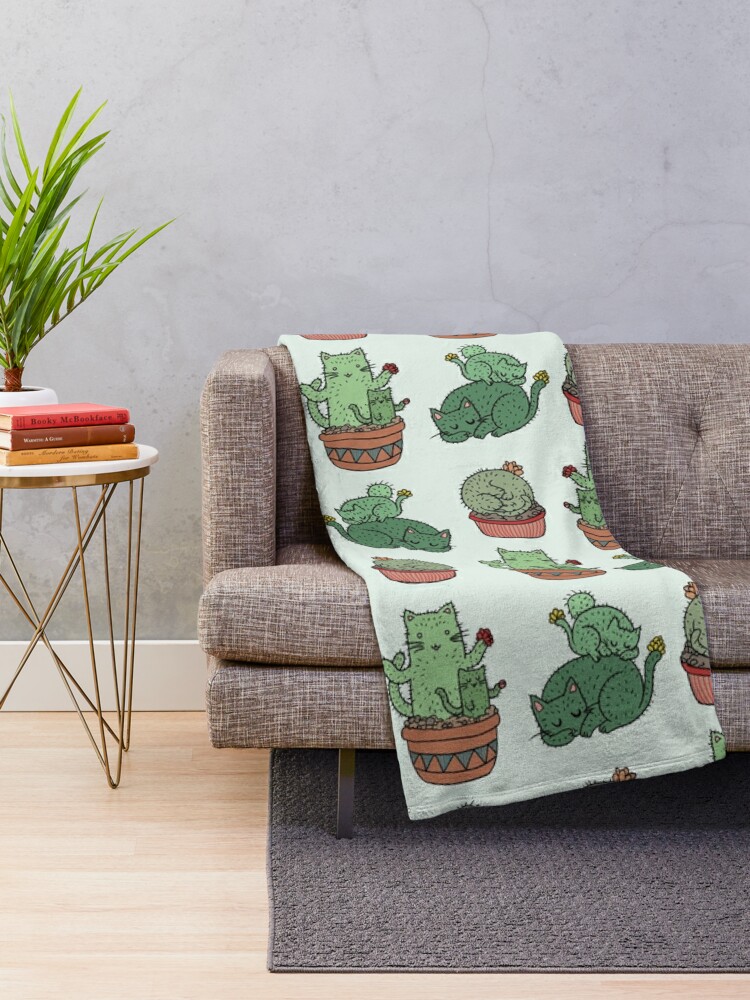 Alternate view of Cactus Cats Throw Blanket