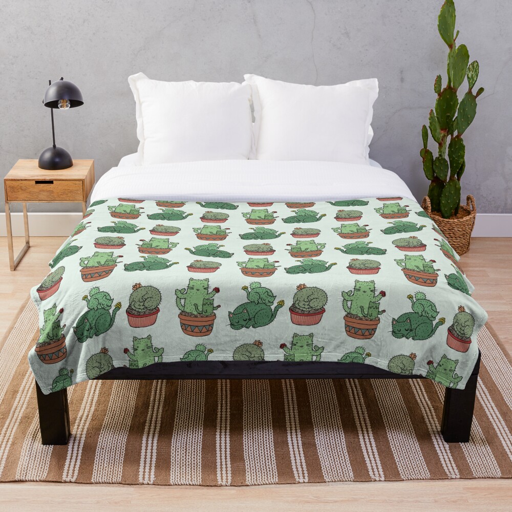 Cactus Cats Throw Blanket