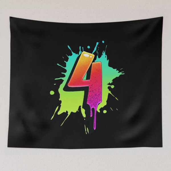 Item preview, Graffiti Number 4 Digit Colorful Paint Splash Style designed and sold by ToTheNextLetter.