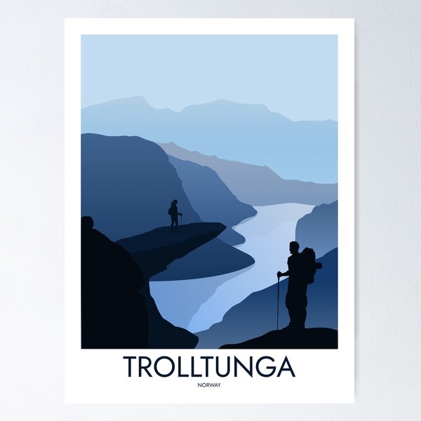 Item preview, Trolltunga - Minimalist Travel Style - Vintage Travel Art designed and sold by PopCultArcade.