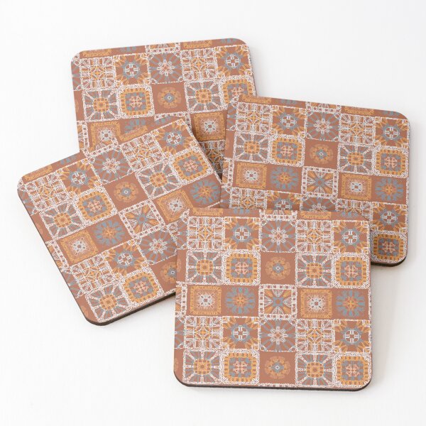 Item preview, Grannysquare crochet lace brown blue  designed and sold by Milatoo.