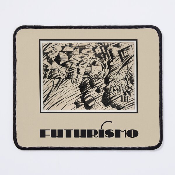 Item preview, FUTURISMO Umberto Boccioni Italian Futurist Fine Art Print with Typography in Black and Beige designed and sold by kierkegaard.