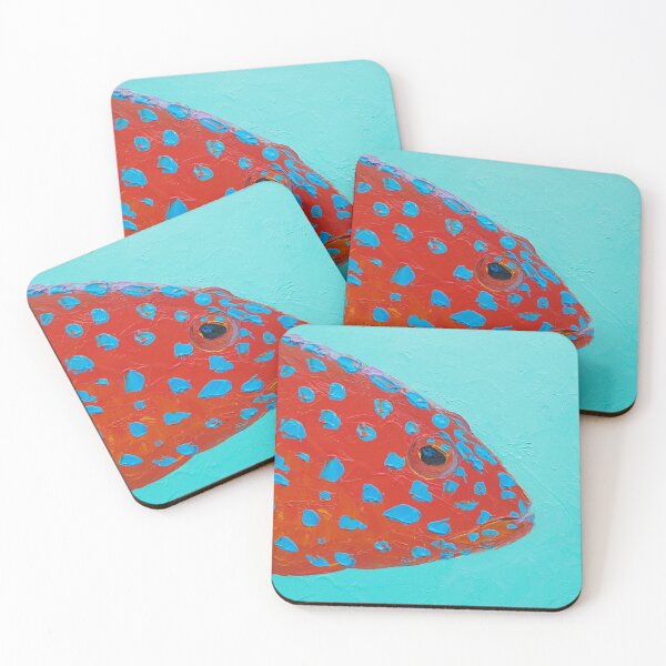 Item preview, Strawberry Grouper Fish on turquoise designed and sold by MatsonArtDesign.
