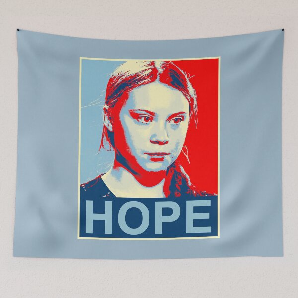 Item preview, Light Blue Greta Thunberg Environmental Activist HOPE Style of Bernard Fairey  designed and sold by AdalbetHaman.