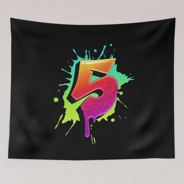 Item preview, Graffiti Number 5 Digit Colorful Paint Splash Style designed and sold by ToTheNextLetter.