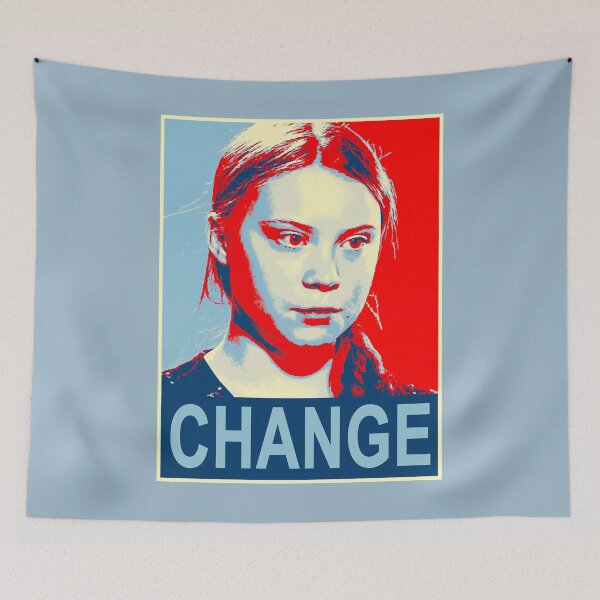 Item preview, Navy Greta Thunberg Environmental Design in the Style of Bernard Fairey  designed and sold by AdalbetHaman.