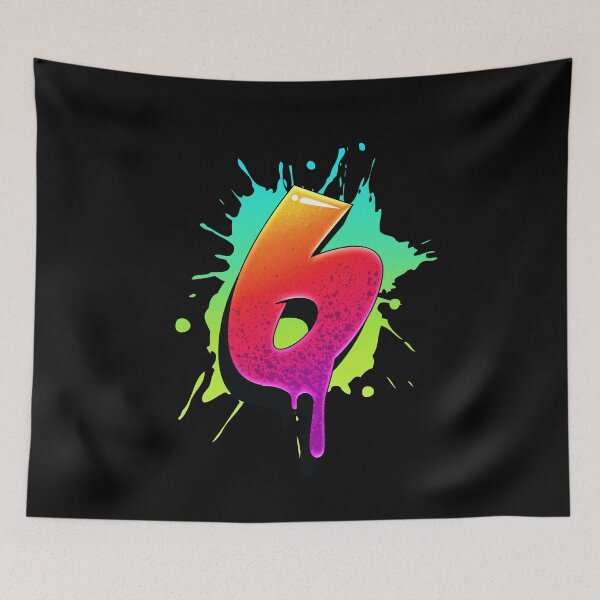 Item preview, Graffiti Number 6 Digit Colorful Paint Splash Style designed and sold by ToTheNextLetter.