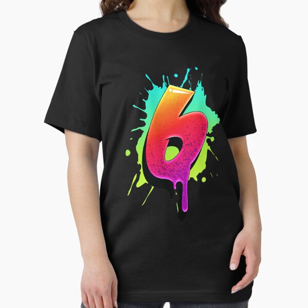 Vista previa del artículo con la obra «Número de grafiti de 6 dígitos con pintura colorida estilo salpicadura», diseñado y vendido por ToTheNextLetter.