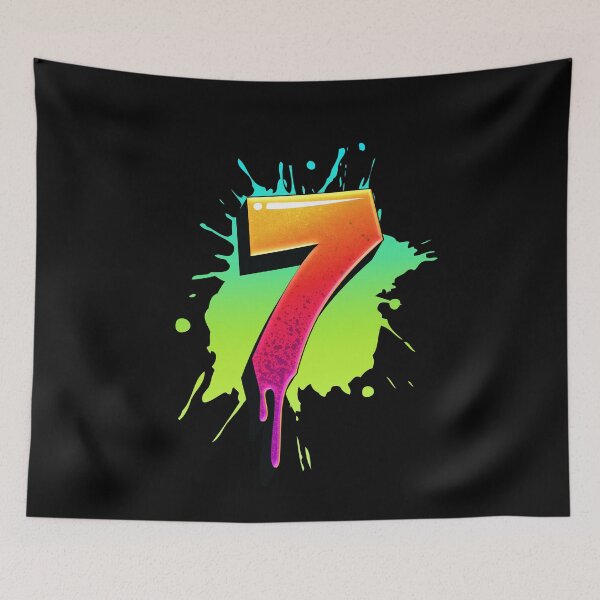 Item preview, Graffiti Number 7 Digit Colorful Paint Splash Style designed and sold by ToTheNextLetter.
