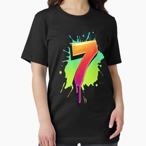 Vista previa del artículo con la obra «Número de grafiti de 7 dígitos con salpicaduras de pintura colorida», diseñado y vendido por ToTheNextLetter.