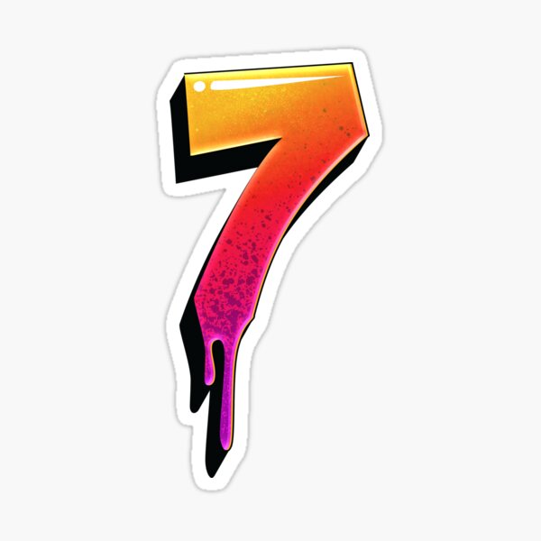 Item preview, Graffiti Number 7 Digit Colorful Paint Splash Style designed and sold by ToTheNextLetter.