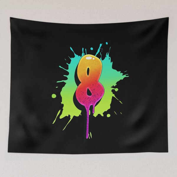 Item preview, Graffiti Number 8 Digit Colorful Paint Splash Style designed and sold by ToTheNextLetter.
