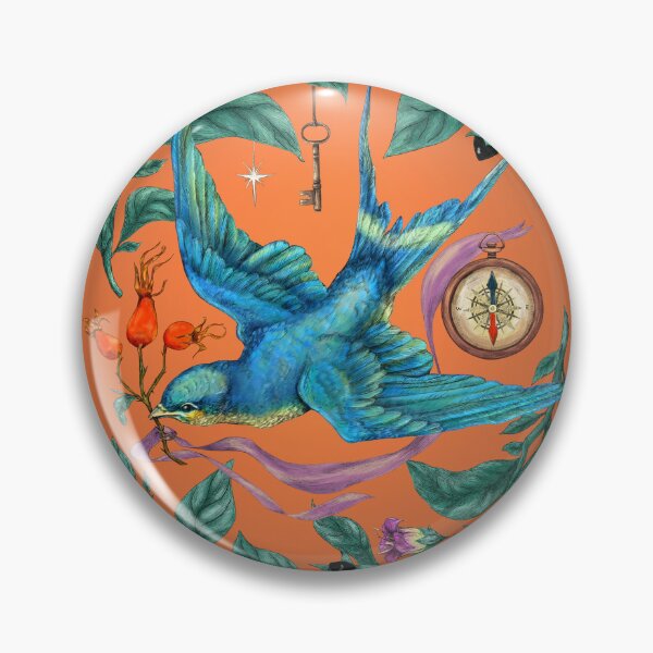 Item preview, Flying swallow and Nightshade. Orange background. designed and sold by Sitenkovamary.