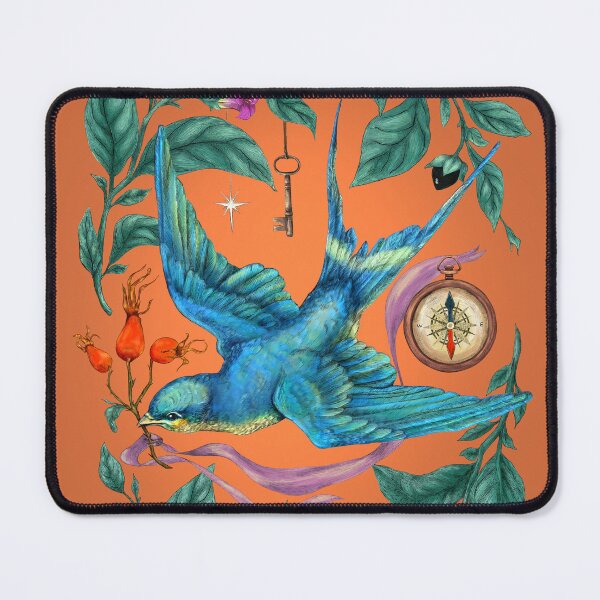 Item preview, Flying swallow and Nightshade. Orange background. designed and sold by Sitenkovamary.