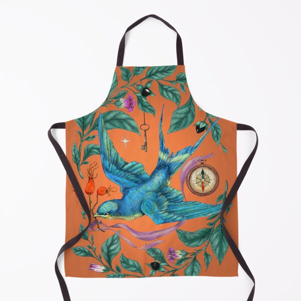 Item preview, Flying swallow and Nightshade. Orange background. designed and sold by Sitenkovamary.