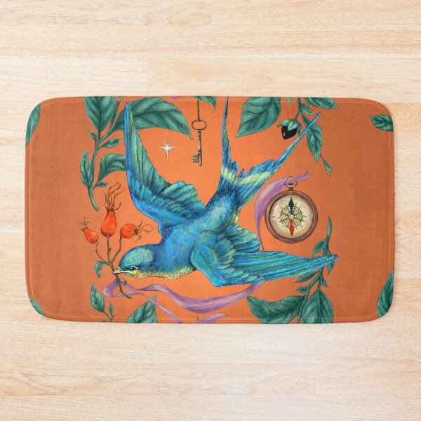 Item preview, Flying swallow and Nightshade. Orange background. designed and sold by Sitenkovamary.