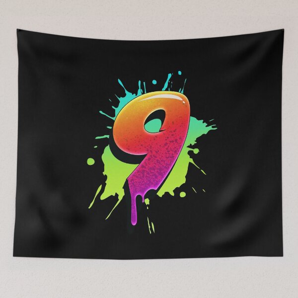 Item preview, Graffiti Number 9 Digit Colorful Paint Splash Style designed and sold by ToTheNextLetter.