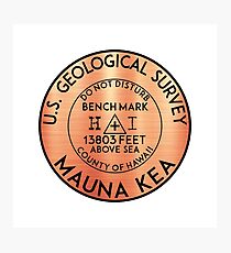 BENCHMARK MAUNA KEA HAWAII GEOCACHING USGS VOLCANO Photographic Print