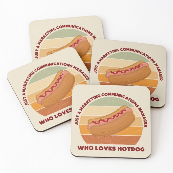 Item preview, Just a marketing communications manager who loves hotdog, dark text, funny food lovers marketing communications manager job, humor, joke, meme, hotdog lover designed and sold by SGS-.