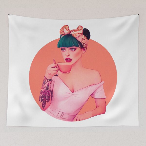 Item preview, Pin up girl tomando una ilustración de dibujos animados de café designed and sold by · GAMING SOUL ·.
