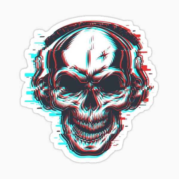 tête de mort skull sticker logo 3 rouge