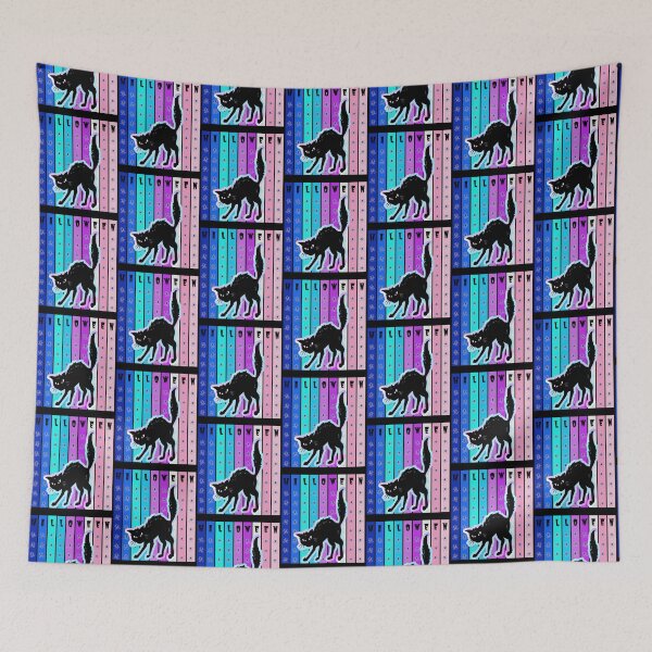 Item preview, Halloween Be Pawsome Black Cat and Spiders Tiedye designed and sold by My-Queens-Store.