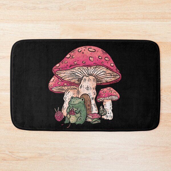 Item preview, Cottage-Core Frog Sitting Near Mushroom Crochet Cute Retro Style designed and sold by Countrysmart.
