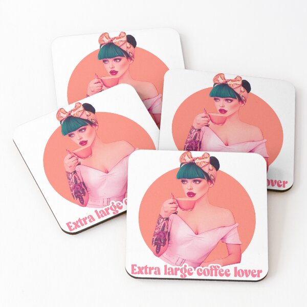 Item preview, Extra large coffee lover Pin up girl having a coffee cartoon illustration designed and sold by · GAMING SOUL ·.