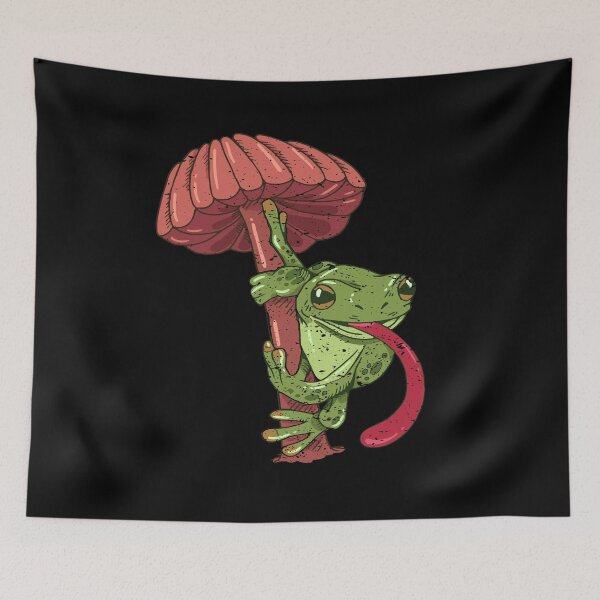 Item preview, Cottage Core Frog Tongue Out On Mushroom Cute Retro Style designed and sold by Countrysmart.
