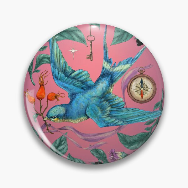 Item preview, Flying swallow and Nightshade. Pink background. designed and sold by Sitenkovamary.