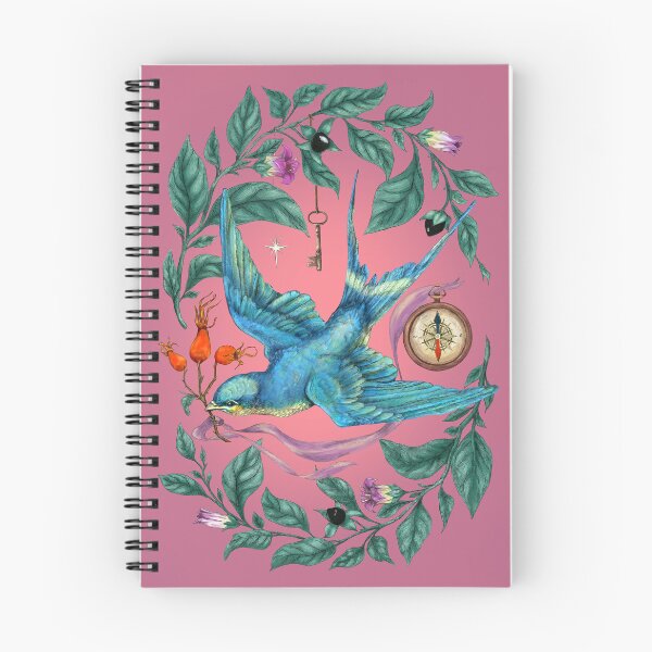 Item preview, Flying swallow and Nightshade. Pink background. designed and sold by Sitenkovamary.