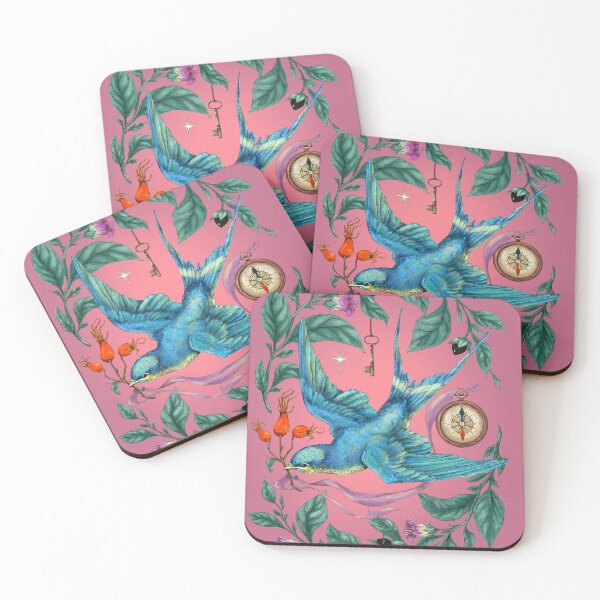 Item preview, Flying swallow and Nightshade. Pink background. designed and sold by Sitenkovamary.