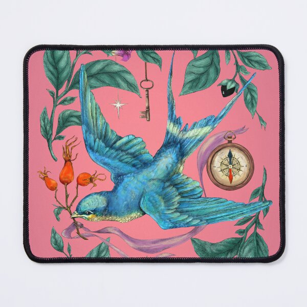Item preview, Flying swallow and Nightshade. Pink background. designed and sold by Sitenkovamary.