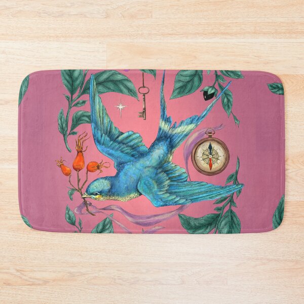 Item preview, Flying swallow and Nightshade. Pink background. designed and sold by Sitenkovamary.