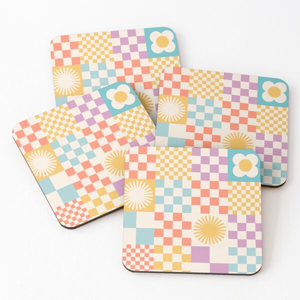 Item preview, Retro Check Pattern with Sun and Daisies designed and sold by Dominiquevari.