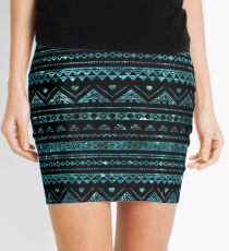 Aztec Black Tinsel Blue Mini Skirt
