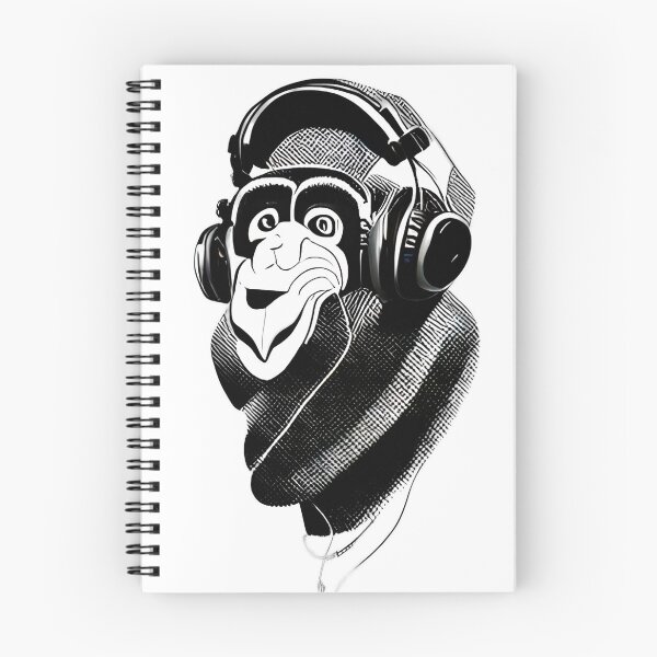 Item preview, Monkey headphone black and white  designed and sold by ralick.