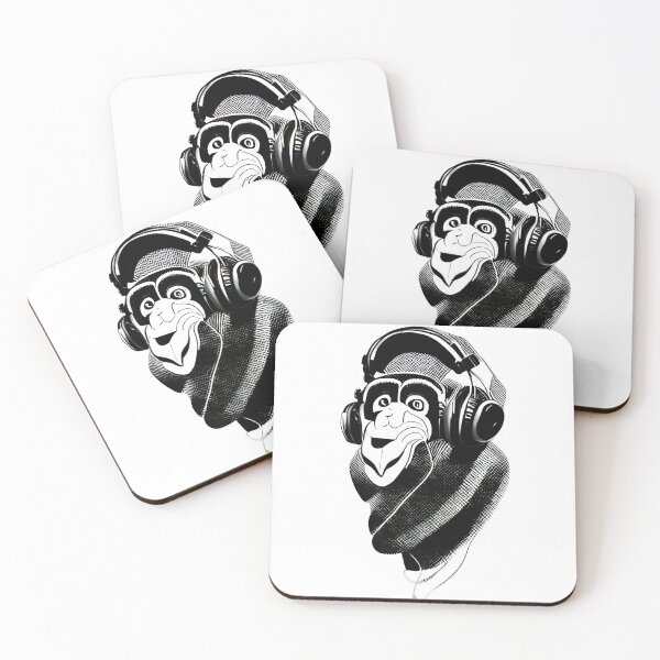 Item preview, Monkey headphone black and white  designed and sold by ralick.