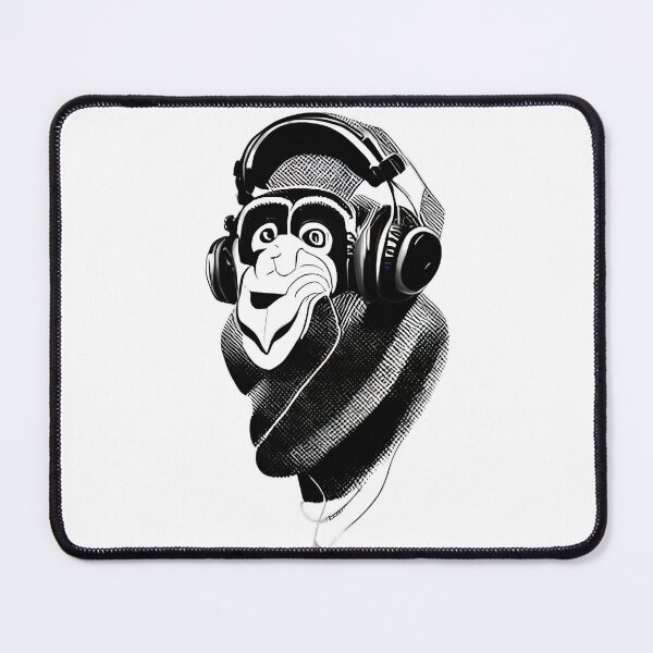 Item preview, Monkey headphone black and white  designed and sold by ralick.