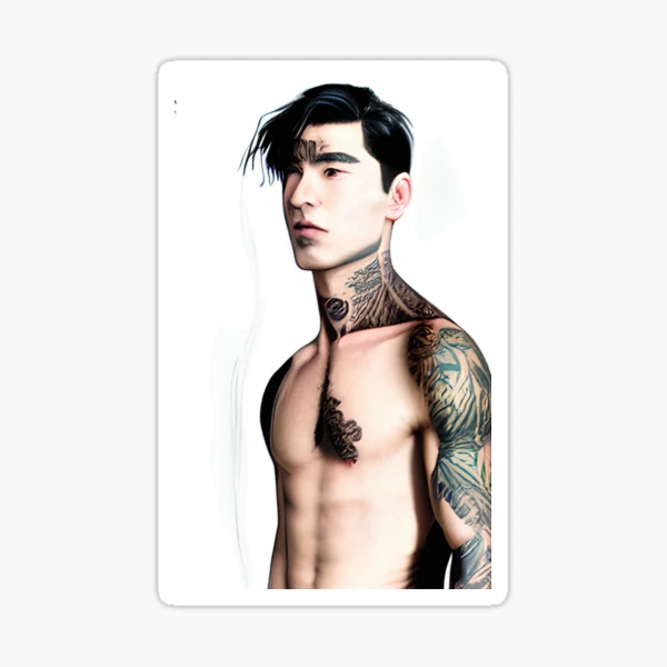 Tattooed Man: Cyberpunk Style  Sticker for Sale by DelMoore93