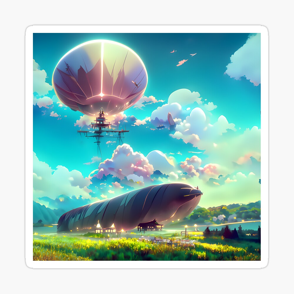 A titanic balloon floating in the sky. Airships
