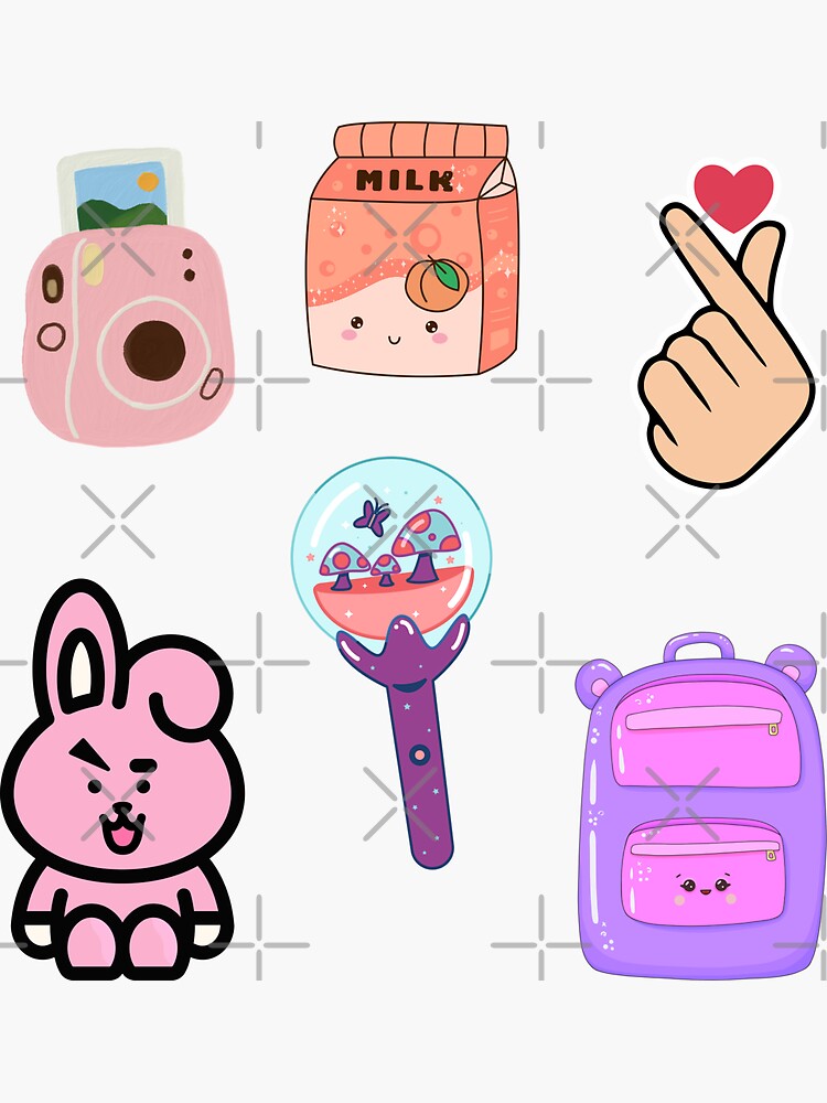 Cute kawaii korean Stickers Pack Sticker for Sale by Artistusha