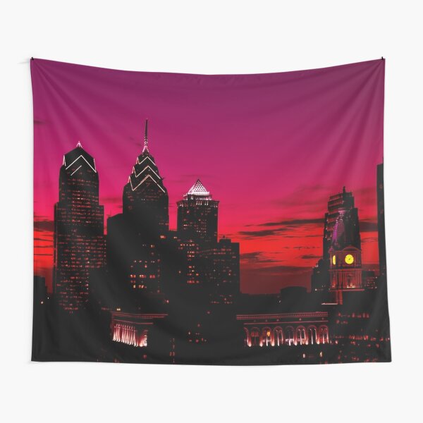 Philadelphia Skyline Sundown Tapestry