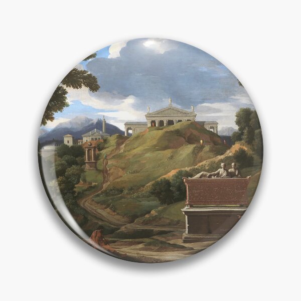 Item preview, Landscape with the ancient tomb and two figures. Nicolas Poussin designed and sold by OldTimeArt.